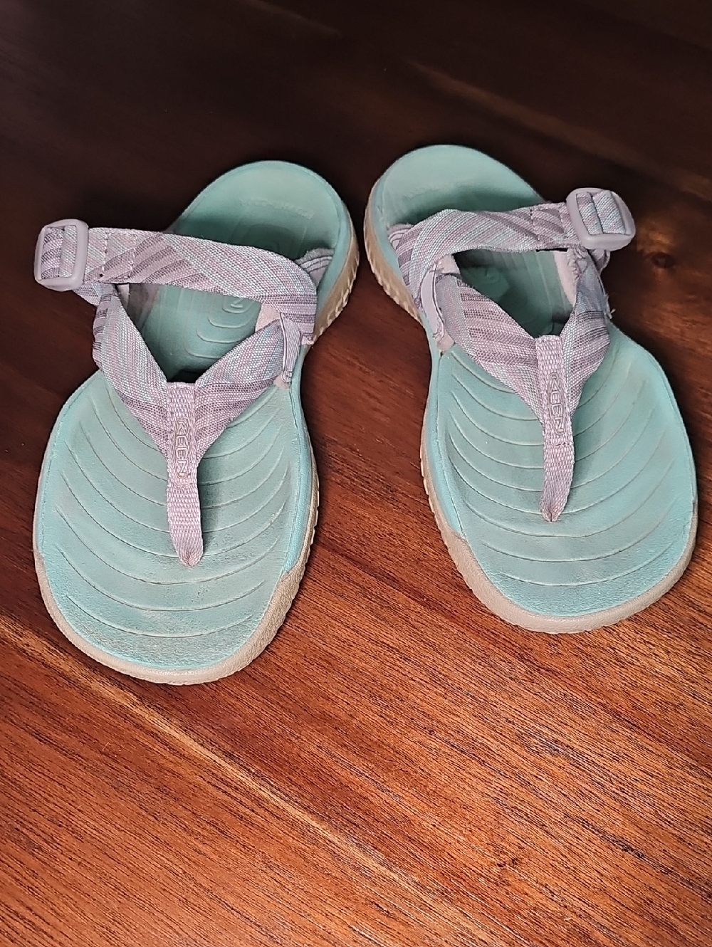 Keen Women's Slip-On Sandal in Teal with Gray Strap Secure Water SOLR L29